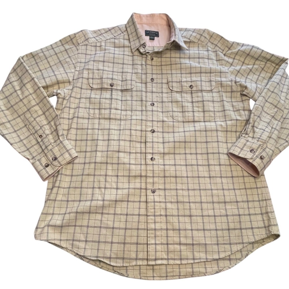 Filson Alaskan Guide Shirt Plaid Cotton Flannel Button Up Men's Size Large FLAW